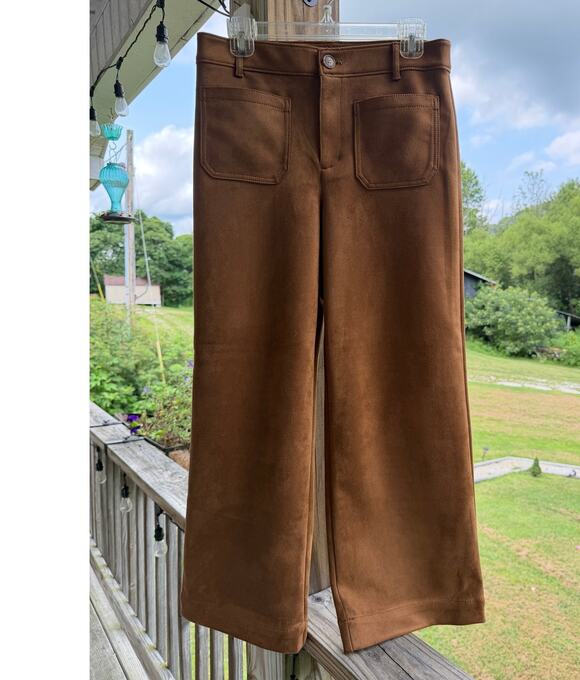 LOFT Pants - LOFT The Palmer Boho Western Chic Faux Suede Cognac Brown Wide Leg Pants Size 6